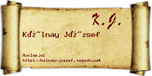 Kálnay József névjegykártya